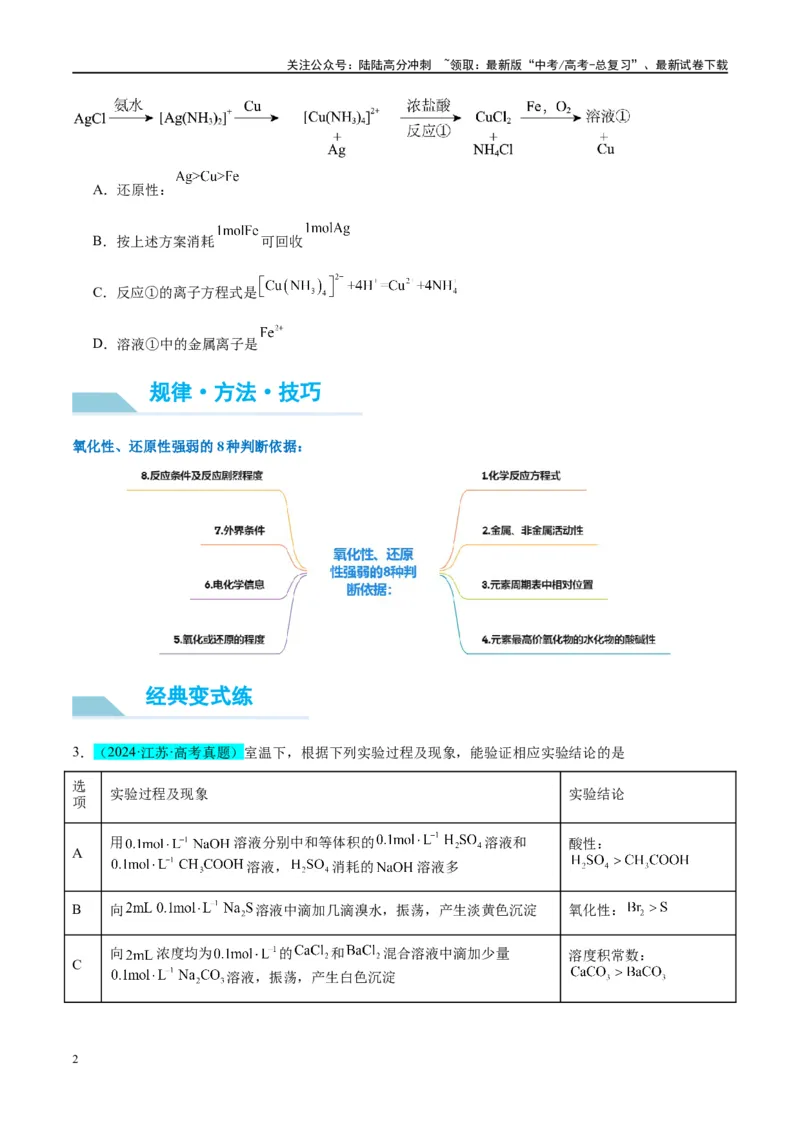 《（能力版）微专题08实验探究比较氧化性和还原性的强弱-（学生版）(全国版)_05-化学-高考总复习_一轮复习_2024年_2024高考化学一轮复习考点微专题考情分析经_资料_2025版》第2页预览