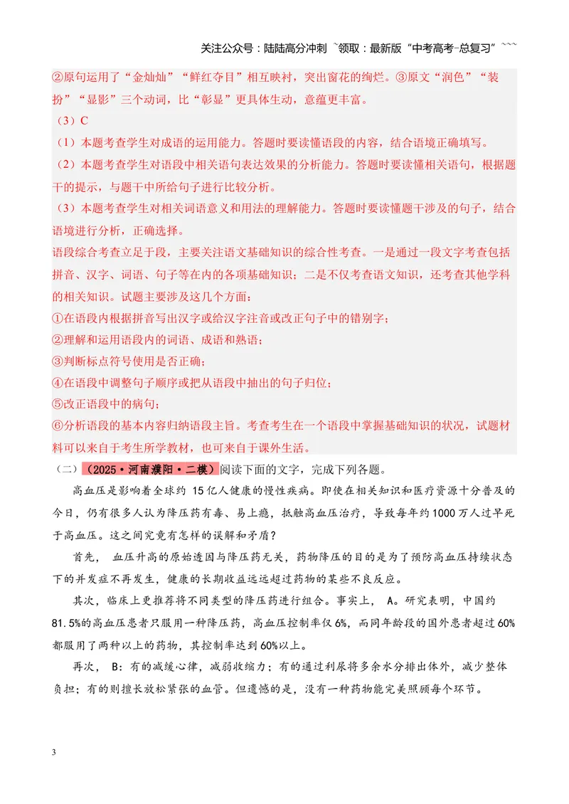 《专题06语言文字运用（教师版）_专项复习_2026年-语文专项复习_2025年高考语文二模试题分类汇编（河南专用）》第3页预览