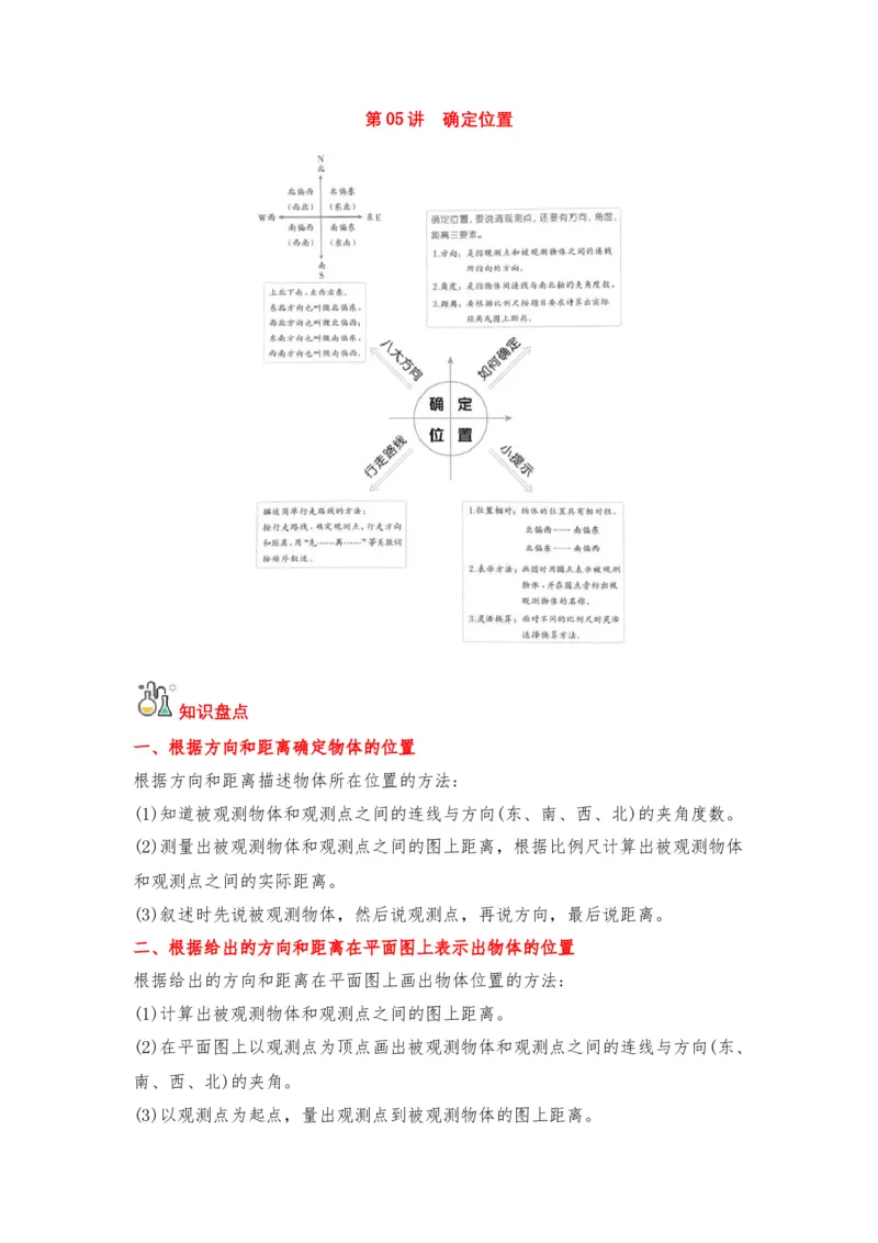《第05讲确定位置-六年级数学下册单元知识盘点+易错题专训（苏教版）_小学1-6年级全科全套_1-6年级全科下册_六年级_数学_数学六下苏教版》第1页预览