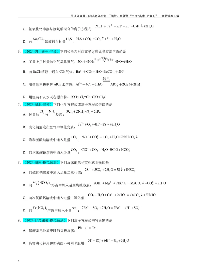 《（能力版）微专题05巧解“10大误区”突破离子方程式书写正误判断-（学生版）(全国版)_05-化学-高考总复习_一轮复习_2024年_2024高考化学一轮复习考点微专题考情分析经_资料_2025版》第6页预览