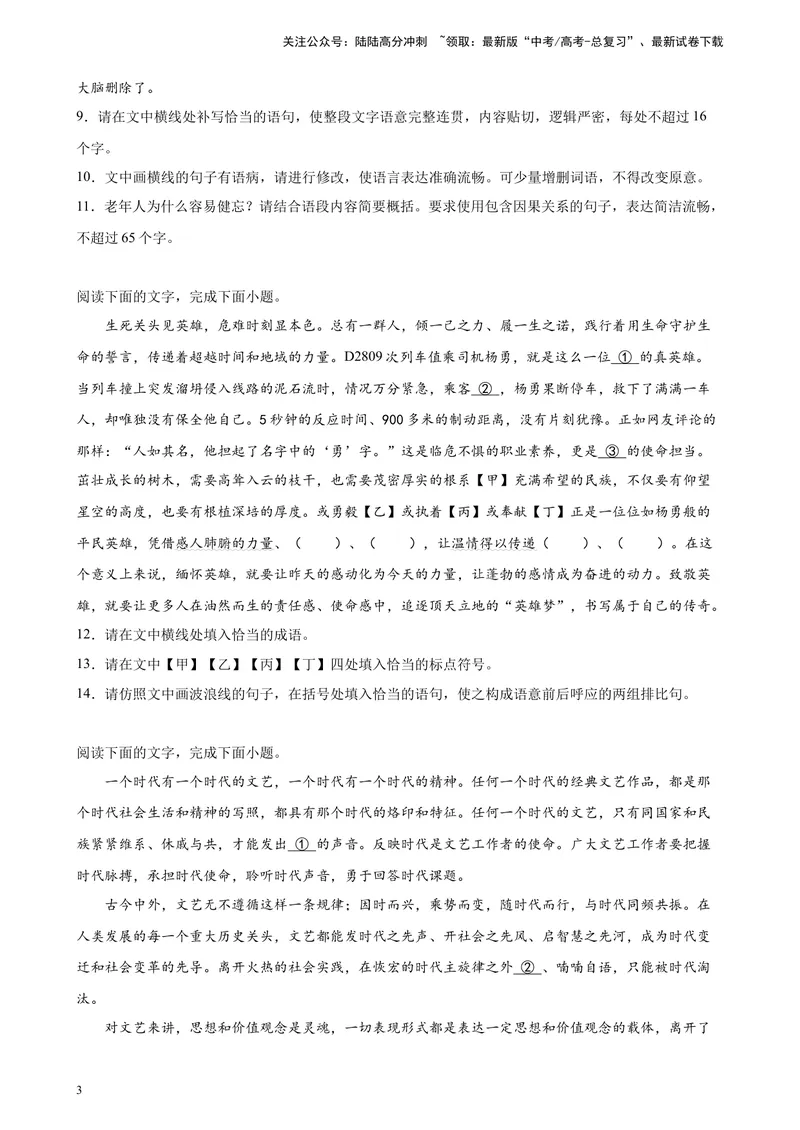 《专题07语言文字综合运用精选20题（新高考Ⅱ卷区专用）-（学生版）_专项复习_2024年_2023年高考语文重点题型终极预测_资料_新高考Ⅱ卷区专用》第3页预览