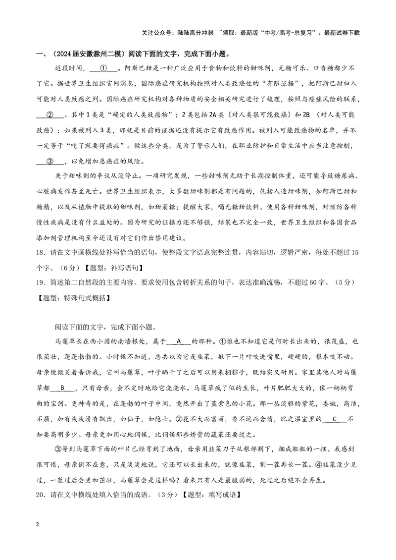 《专题05语言文字运用（原卷版）（九省专用）_专项复习_2025年_2024年高考二模试题分类汇编语文新高考九省专用》第2页预览