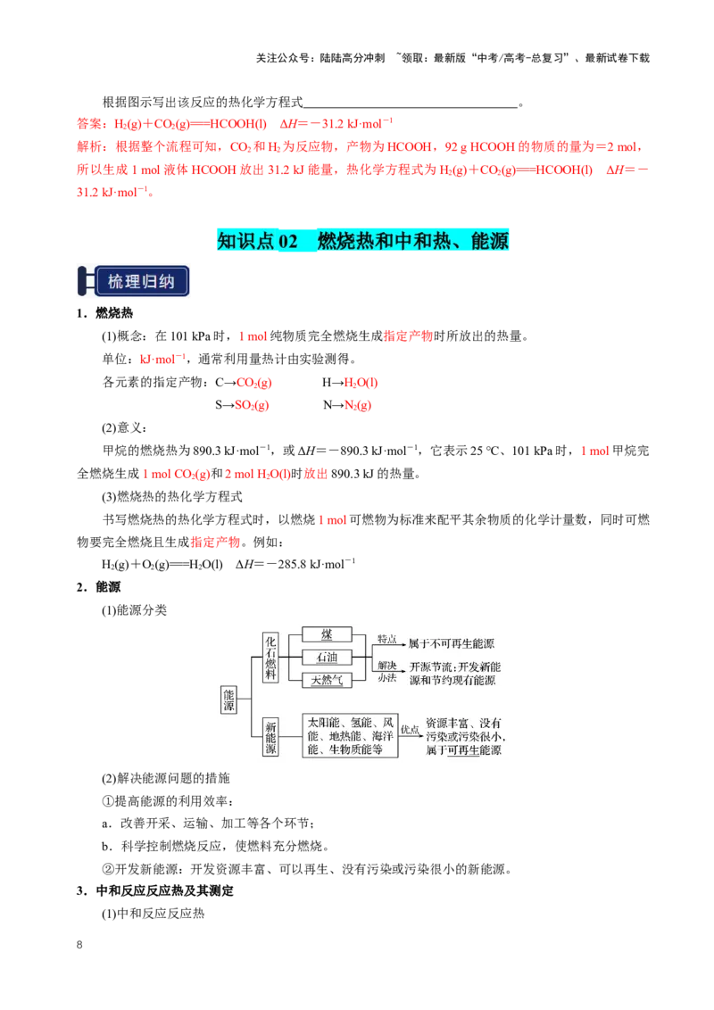 《知识清单17化学反应的热效应（新高考专用）（教师版）_05-化学-高考总复习_一轮复习_2025年_2025年高考化学一轮复习知识清单（全国通用）》第8页预览