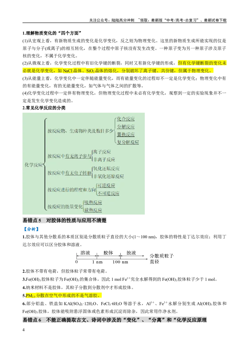 《易错类型01化学与STSE、传统文化（6大易错点）（解析版）_05-化学-高考总复习_专项复习_2024年_2024年高考化学考试易错题易混知识点题型归类练习_资料》第4页预览
