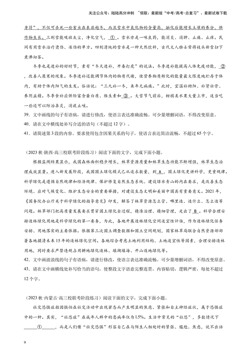 《专题07语用综合题（简答题）精选30题（全国乙卷）-（原卷版）_一轮复习_2025年_2025年新高考语文一轮复习题型专练习题试卷强化训练题_全国乙卷地区》第9页预览