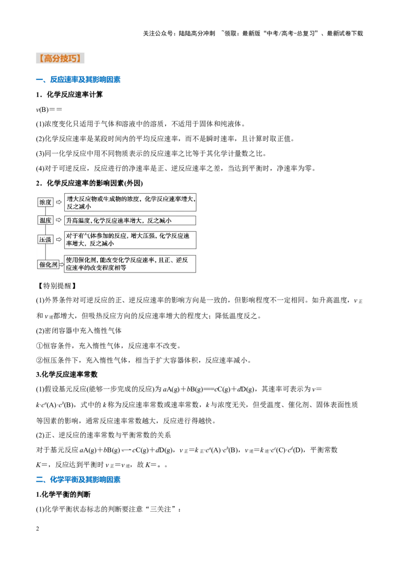 《重难点11化学反应速率与平衡分析（原卷版）_05-化学-高考总复习_专项复习_2025年_2025年高考化学重难点讲义专练（新高考通用）》第2页预览