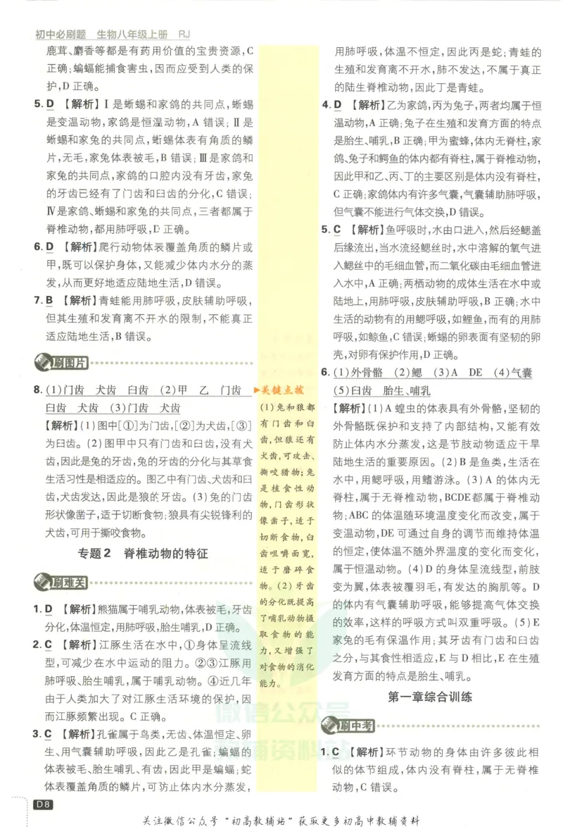 《初中必刷题八年级上册生物人教版答案_2、2025初中必刷题合集_初中必刷题23+24+25上册_2023版》第9页预览