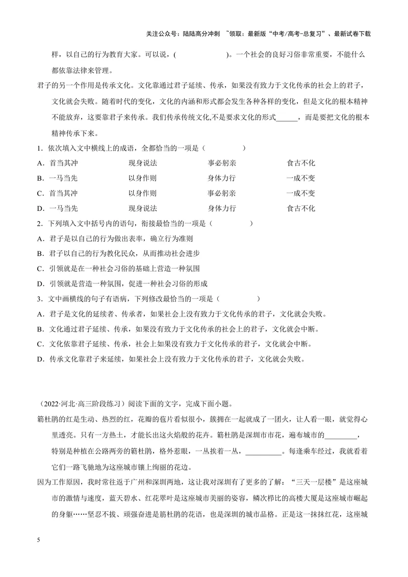 《专题06语言文字运用-简答题组-（新高考卷）（原卷版）_专项复习_2024年_2024年新高考语文母题题源解密母题题文试题解析命题方向_资料》第5页预览