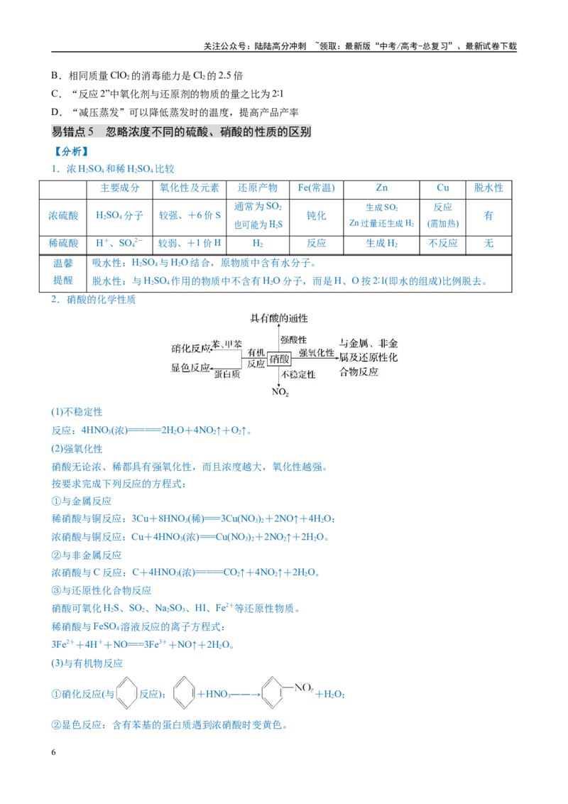 《易错类型06常见物质的性质、用途及转化关系（6大易错点）（原卷版）_05-化学-高考总复习_专项复习_2025年_2025年高考化学考试易错题（新高考通用）》第6页预览