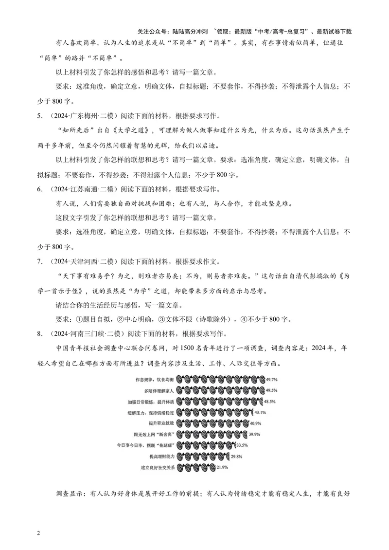 《专题08材料作文（热点话题满分范文20篇）（全国卷地区专用）-（原卷版）_专项复习_2024年_2024年高考语文重点题型终极预测_资料_1-资料》第2页预览
