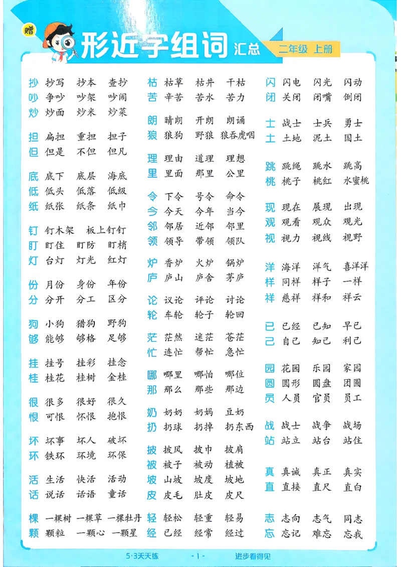 《汇总字词卡片二年级_小初高学习资料合集（每天更新）_2026秋《53天天练》语文+数学+英语_语文《53天天练》26秋_2026秋《53天天练》语文2上主书+测评卷+课堂笔记+答案》第1页预览