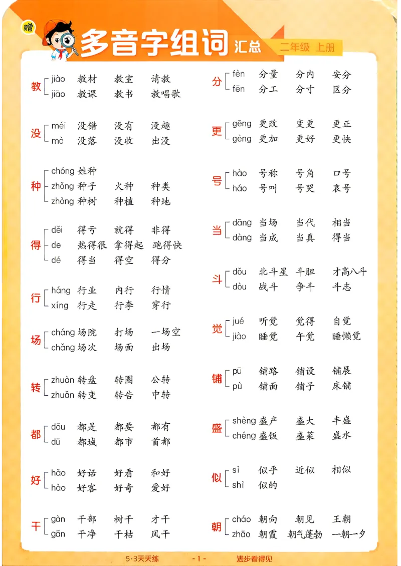 《汇总字词卡片二年级_小初高学习资料合集（每天更新）_2026秋《53天天练》语文+数学+英语_语文《53天天练》26秋_2026秋《53天天练》语文2上主书+测评卷+课堂笔记+答案》第2页预览