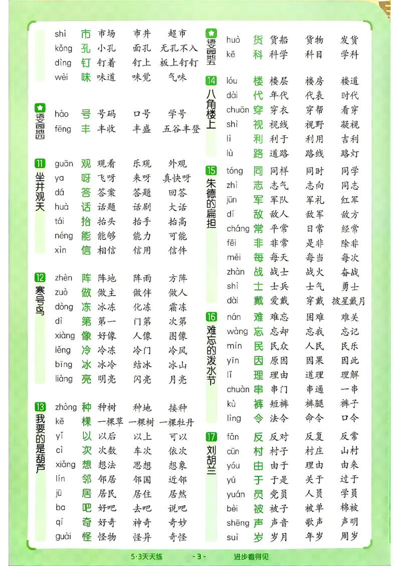 《汇总字词卡片二年级_小初高学习资料合集（每天更新）_2026秋《53天天练》语文+数学+英语_语文《53天天练》26秋_2026秋《53天天练》语文2上主书+测评卷+课堂笔记+答案》第3页预览