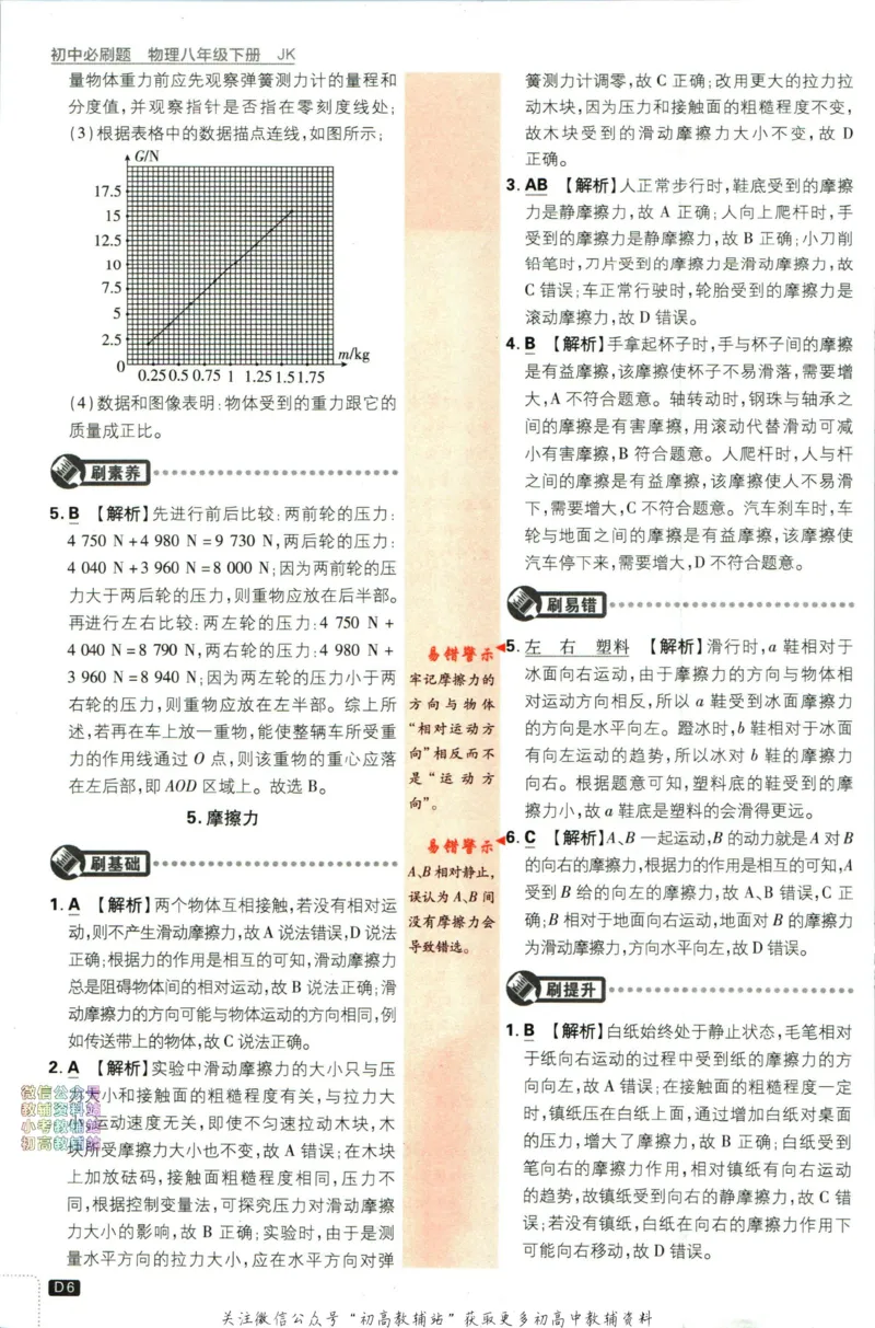 《初中必刷题八年级下册物理教科版答案_2、2025初中必刷题合集_初中必刷题23+24+25上册_2023版》第8页预览
