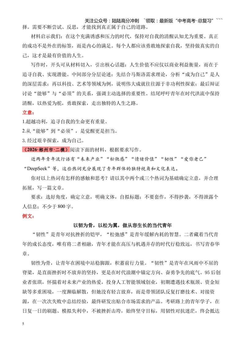《专题07作文（引语类+名言类）（湖南专用）（教师版）_专项复习_2026年-语文专项复习_2026年高考语文二模试题分类汇编（湖南专用）-G292_2026版》第5页预览