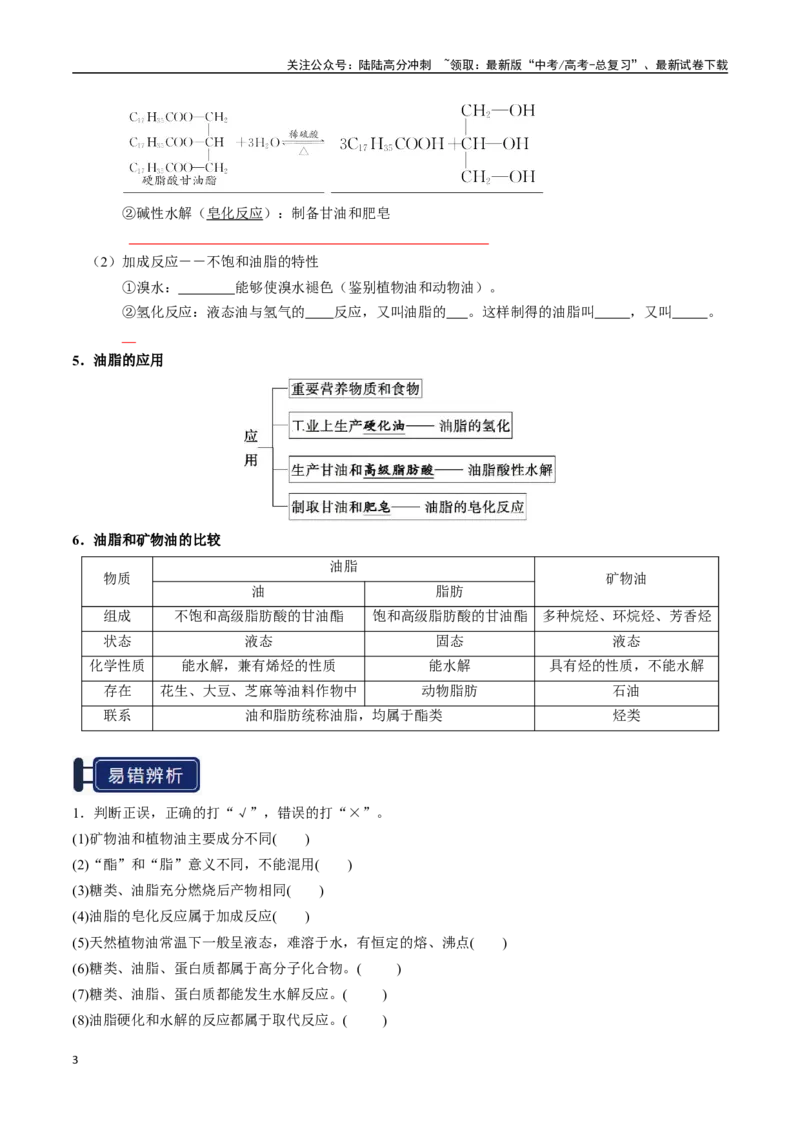 《知识清单28生物大分子、合成高分子（学生版）_05-化学-高考总复习_一轮复习_2025年_2025年高考化学一轮复习知识清单（全国通用）》第3页预览