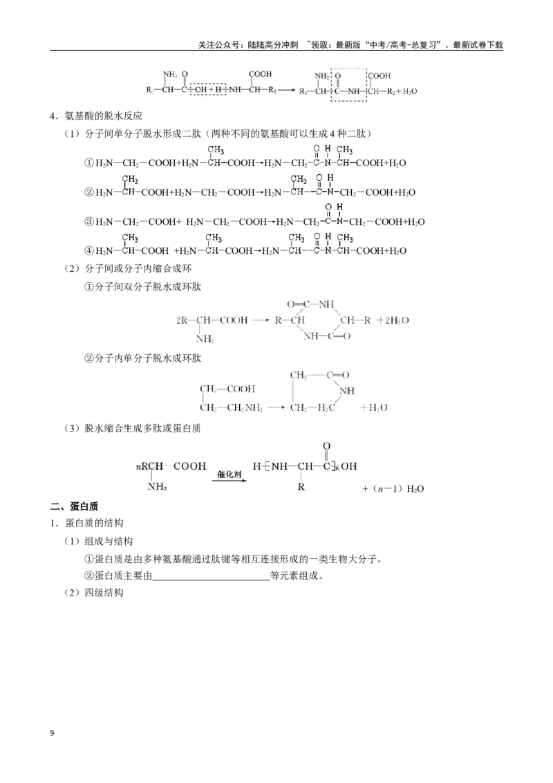 《知识清单28生物大分子、合成高分子（学生版）_05-化学-高考总复习_一轮复习_2025年_2025年高考化学一轮复习知识清单（全国通用）》第9页预览