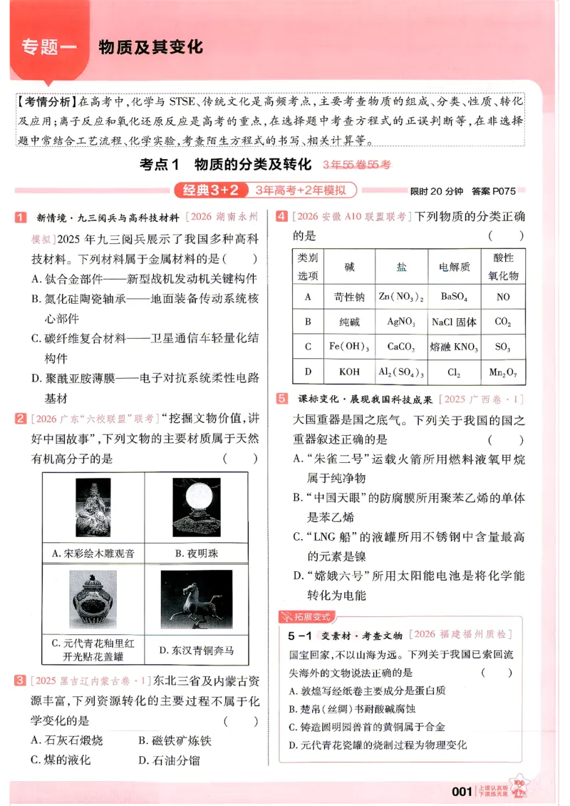 《化学--高考基础练_小初高学习资料合集（每天更新）_2027版《天星高考基础双练》_2027版高考《天星基础双练》高考基础练+教材基础练（化学）》第5页预览