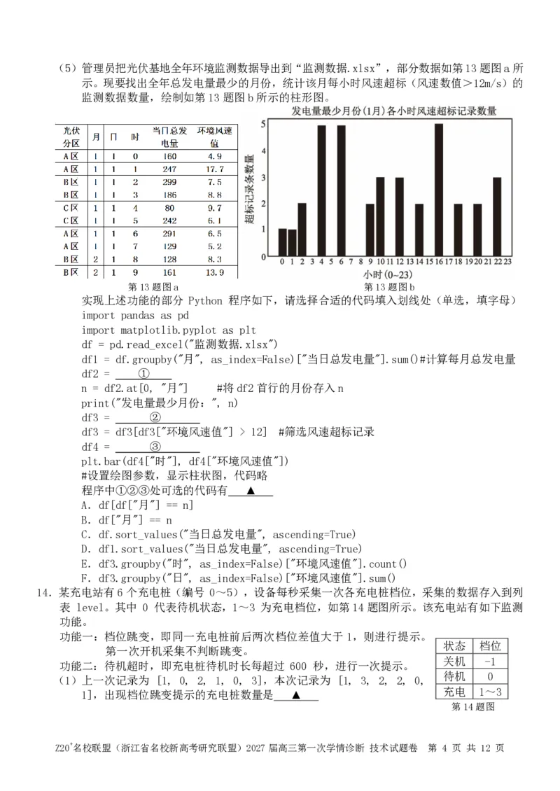 《技术试题_小初高学习资料合集（每天更新）_浙江省Z20+名校新高考研究联盟2027届高三第一次学情诊断_技术试题（含答案）2027届浙江Z20名校联盟高三第一次联考》第4页预览