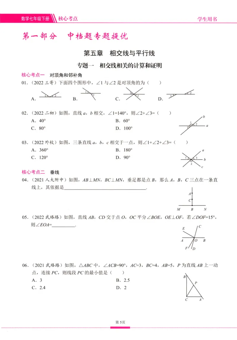 《核心考点-初中数学7年级下册_初中全科目同步习题+精品试卷(7-9年级)(1)_25秋初中数学《同步习题+精品试卷》_初中数学人教版试卷_初中数学人教版7-9年级上册_《核心考点》》第5页预览