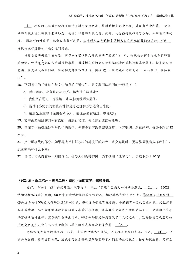 《专题06语言文字运用1（原卷版）（新高考通用）_专项复习_2025年_2024年高考二模试题分类汇编语文新高考通用》第3页预览