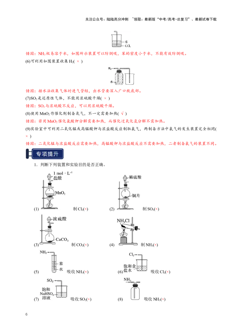 《知识清单32常见物质的制备（教师版）_05-化学-高考总复习_一轮复习_2025年_2025年高考化学一轮复习知识清单（全国通用）》第6页预览