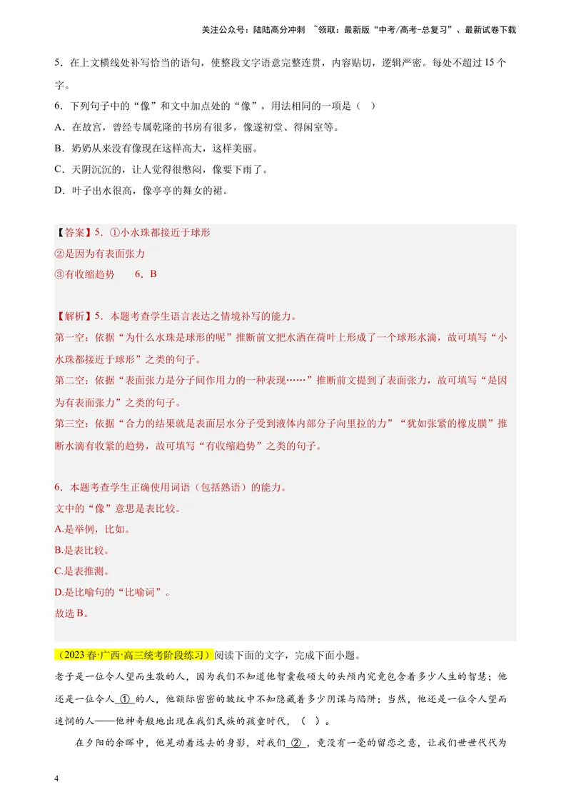 《专题07语用综合题（选择+简答）精选20题（全国甲卷区专用）-（教师版）_专项复习_2024年_2023年高考语文重点题型终极预测_资料_全国甲卷区专用》第4页预览