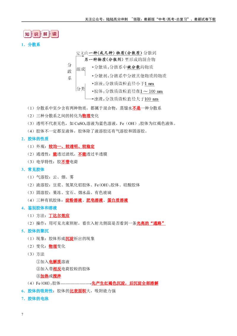 《知识清单01物质的分类及转化-2024年高考化学一轮复习知识清单_05-化学-高考总复习_一轮复习_2024年_2024年高考化学一轮复习知识清单必背总结全国通用_资料》第7页预览