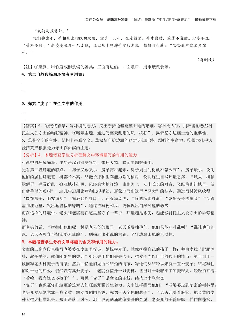 《专题08情节、人物、环境作用题（讲义）（教师版）_二轮复习_2025年_2025年高考语文二轮复习课件+讲义+练习（新高考通用）》第10页预览