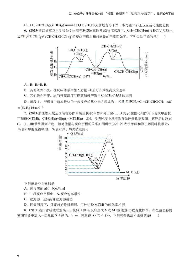 《重难点突破反应机理的图象分析与应用（原卷版)_05-化学-高考总复习_二轮复习_2024年_2024年高考化学二轮复习讲练测（新教材新高考）_配套练习（原卷版+解析版）》第9页预览