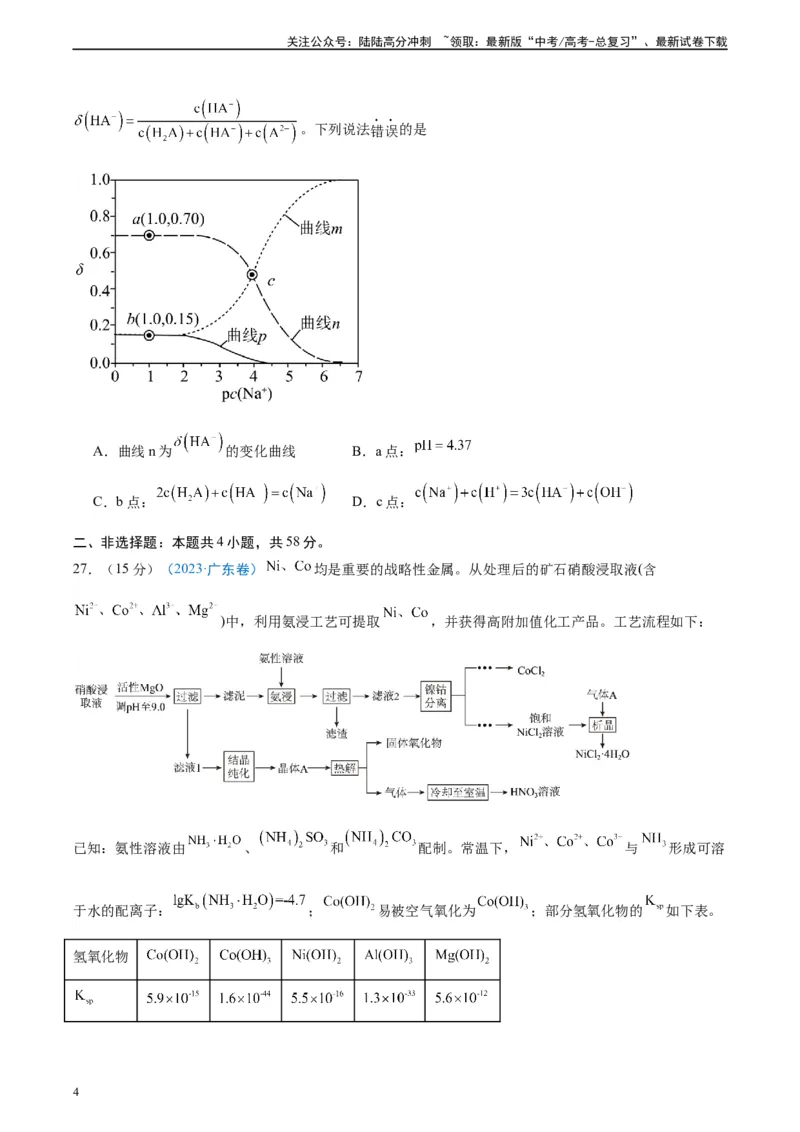 《真题重组卷03（全国卷新教材）-冲刺2024年高考化学真题重组卷（全国卷专用）（考试版）_05-化学-高考总复习_二轮复习_2024年_2024年高考化学真题重组卷二模（全国卷专用）》第4页预览