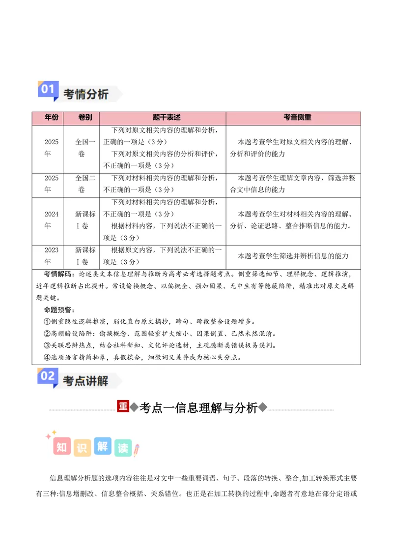 《专题07论述类文本之信息理解与推断（讲义）（学生版）_二轮复习_2026年-语文二轮复习_22026年高考语文二轮复习现代文阅读（全国通用）》第2页预览