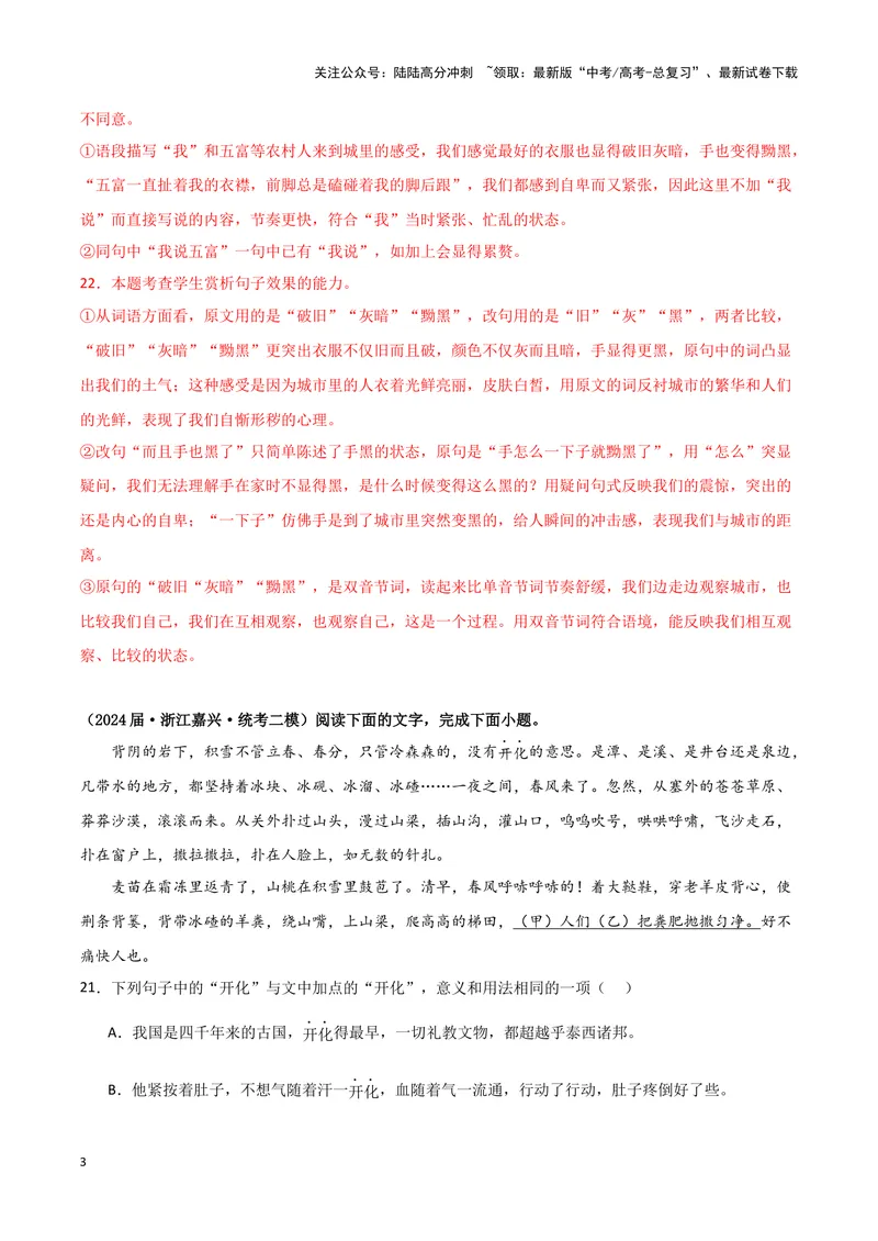 《专题07语言文字运用2（解析版）（新高考通用）_专项复习_2025年_2024年高考二模试题分类汇编语文新高考通用》第3页预览