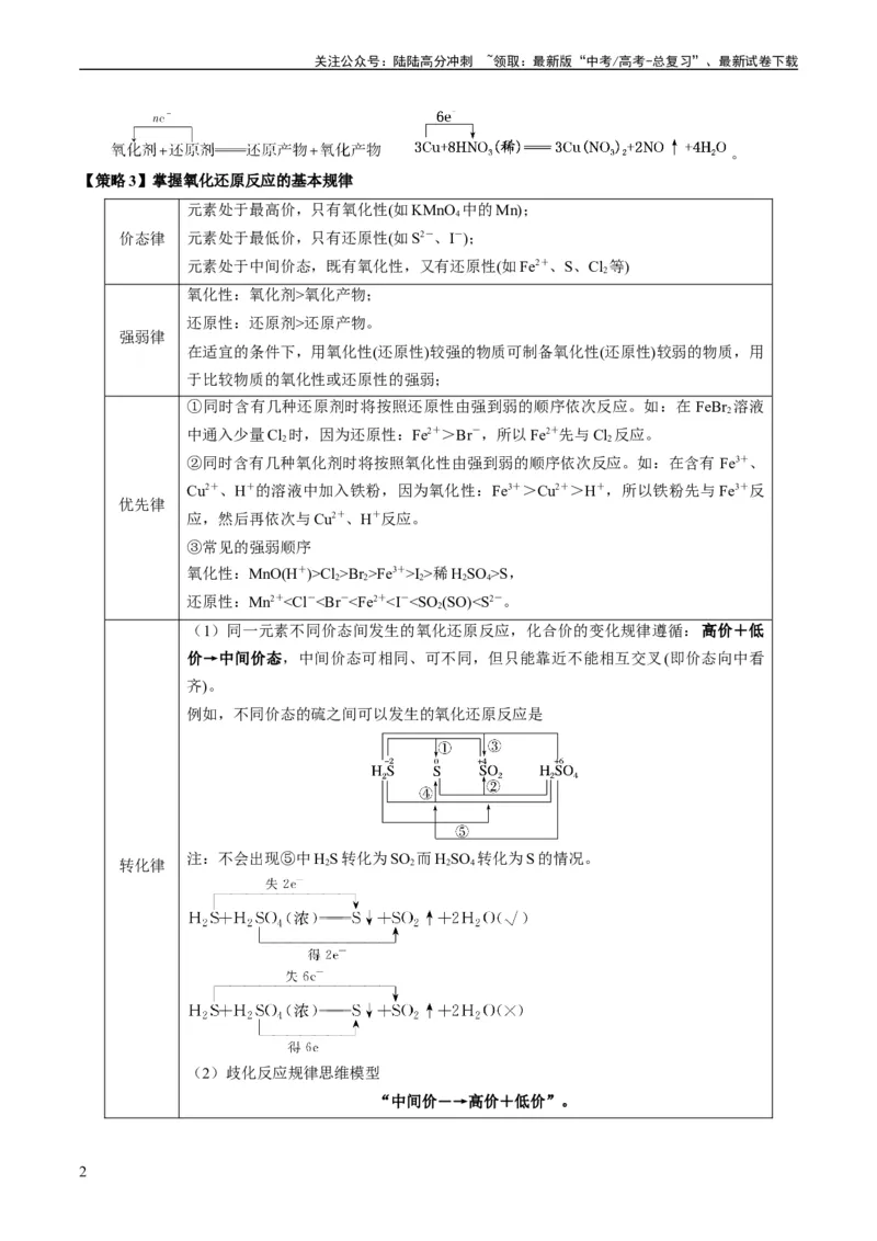 《重难点05氧化还原反应的概念、规律、配平及计算-（学生版）_05-化学-高考总复习_专项复习_2024年_2024年高考化学热点·重点·难点专练（新高考专用）》第2页预览