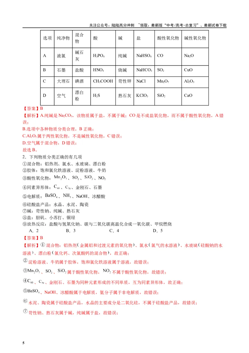 《知识清单01物质的分类及转化（教师版）_05-化学-高考总复习_一轮复习_2025年_2025年高考化学一轮复习知识清单（全国通用）》第5页预览