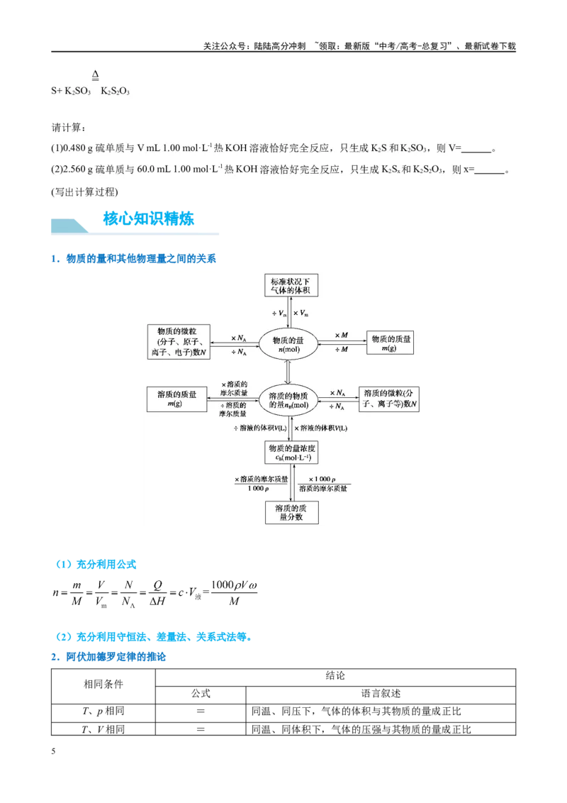 《（能力版）微专题04以物质的量为中心的计算-（学生版）(全国版)_05-化学-高考总复习_一轮复习_2024年_2024高考化学一轮复习考点微专题考情分析经_资料_2025版》第5页预览