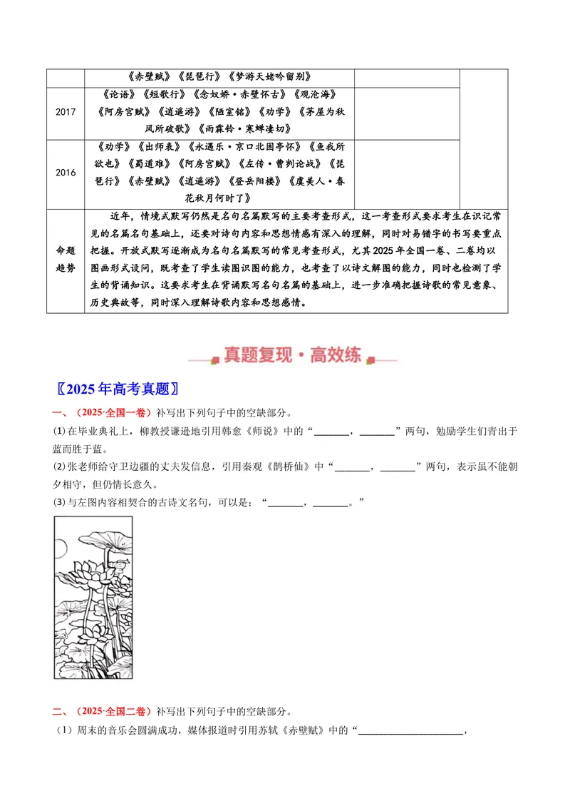 《专题07名句默写（情景式）（全国通用）（学生版）_专项复习_2026年-语文专项复习_十年（2016-2025）高考语文真题分类汇编（全国通用）-G15》第2页预览