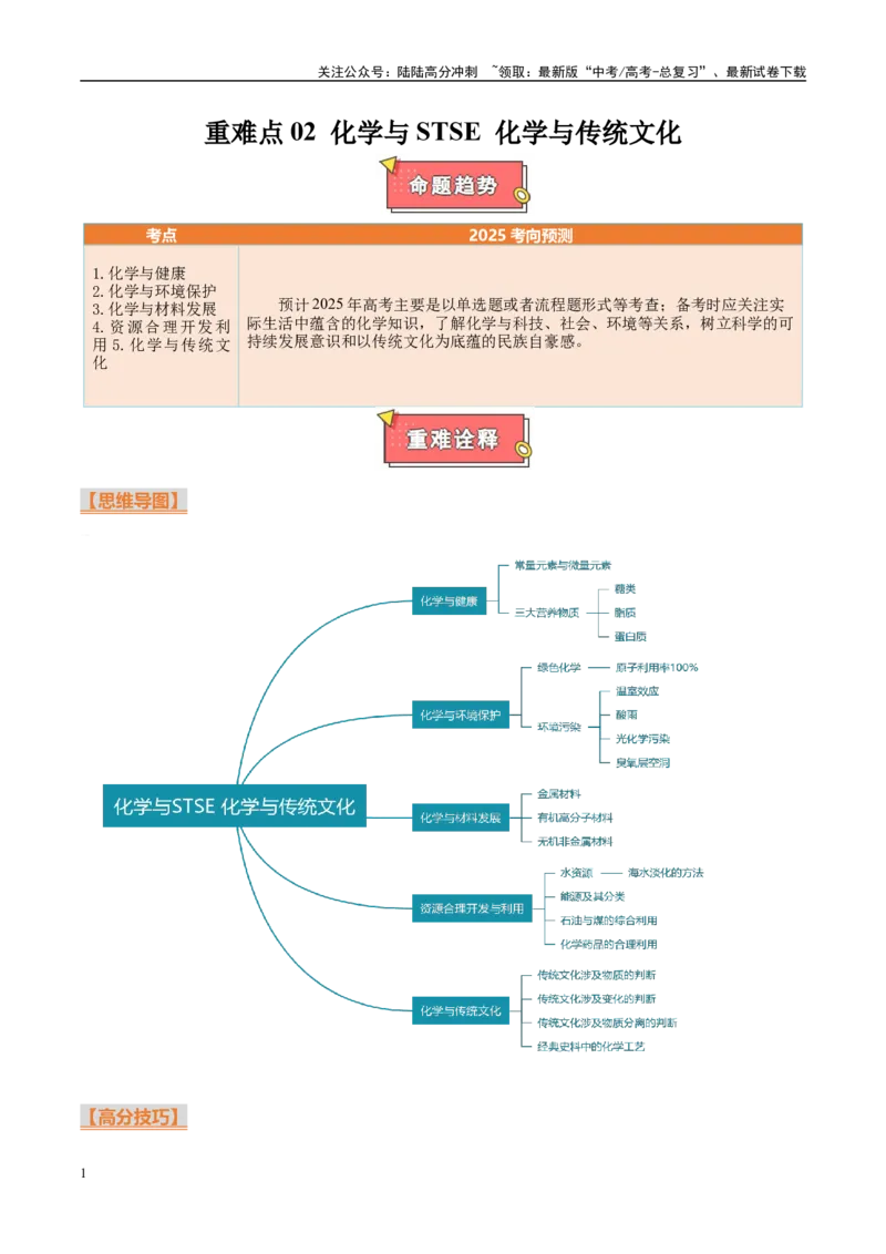 《重难点02化学与STSE化学与传统文化（解析版）_05-化学-高考总复习_专项复习_2025年_2025年高考化学重难点讲义专练（西北四省专用）》第1页预览