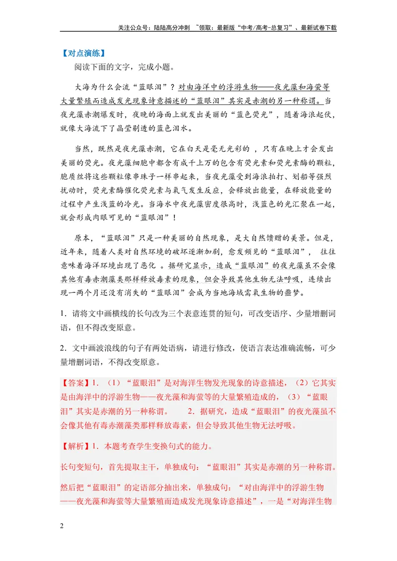 《专题06句式变换题型归类-2024年高考语文二轮热点题型归纳与变式演练（新高考专用）（解析版）_二轮复习_2024年_2024高考语文二轮复习热点题型归纳与变式演练解题_资料》第2页预览