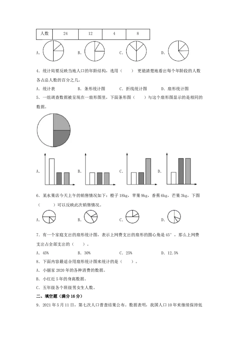 《第01讲扇形统计图-六年级数学下册单元知识盘点+易错题专训（苏教版）_小学1-6年级全科全套_1-6年级全科下册_六年级_数学_数学六下苏教版》第8页预览