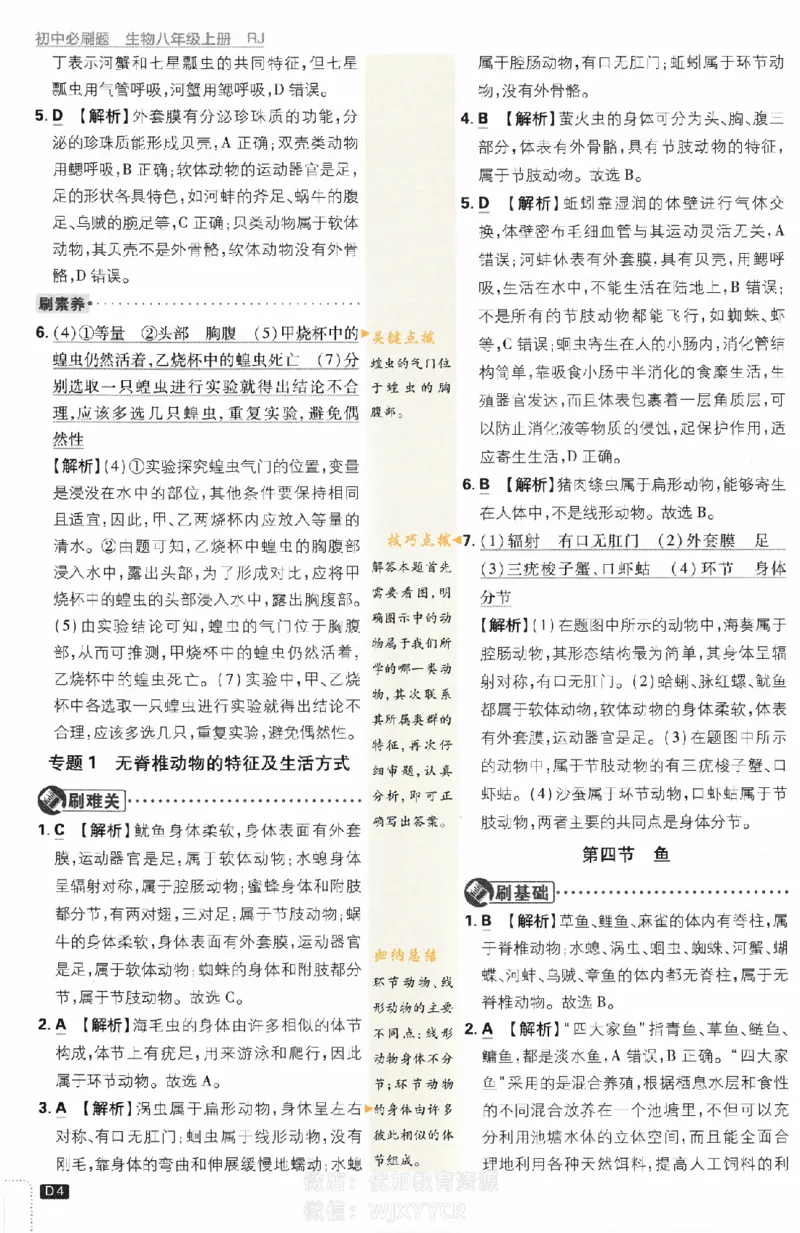 《初中必刷题八年级上册生物人教版答案_2、2025初中必刷题合集_初中必刷题23+24+25上册_2024版（部分上册）》第4页预览