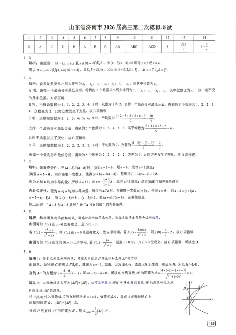《第16套答案-山东省济南市2026届高三第二次模拟考试_小初高学习资料合集（每天更新）_2027版《一数-核心卷-高考数学模拟30卷》拔高_7-16套：核心卷》第1页预览