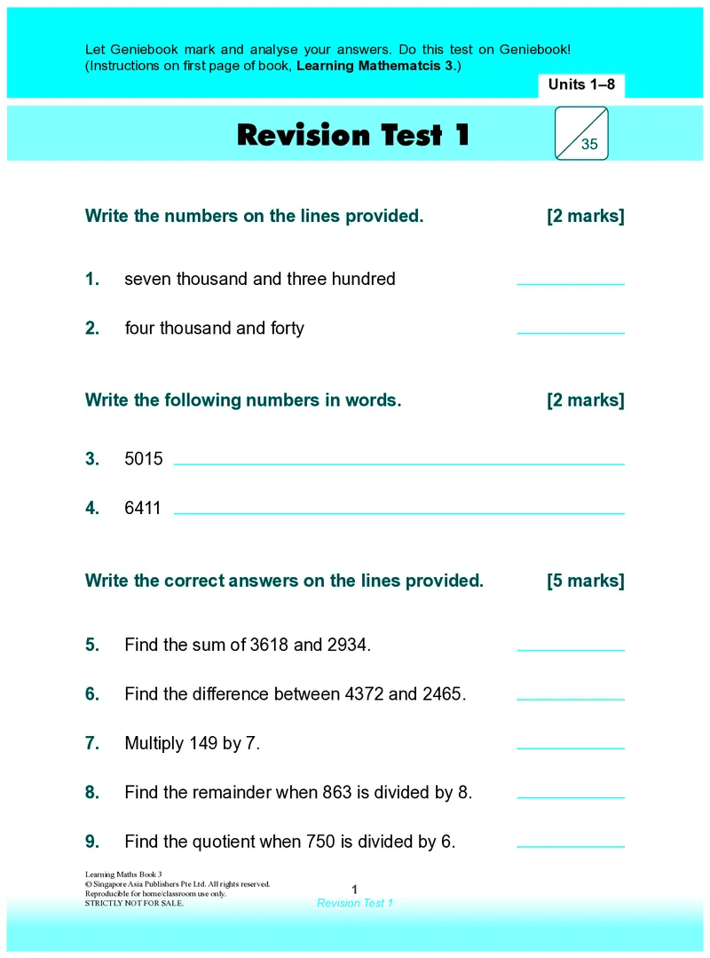 《RevisionTest1_8_小初高学习资料合集（每天更新）_国外原版英文教辅汇总_新加坡SAP系列_新加坡SAPLearningMathematics数学教材_新加坡SAPLearningMathematics练习册Level1-3_LearningmathematicsLevel3》第1页预览