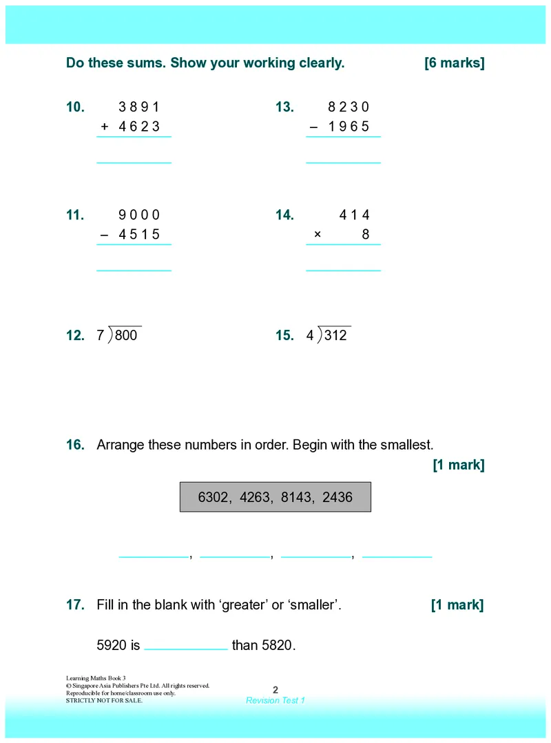 《RevisionTest1_8_小初高学习资料合集（每天更新）_国外原版英文教辅汇总_新加坡SAP系列_新加坡SAPLearningMathematics数学教材_新加坡SAPLearningMathematics练习册Level1-3_LearningmathematicsLevel3》第2页预览