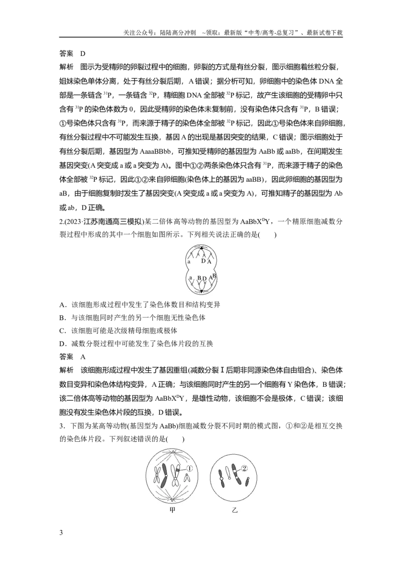 《2024年高考生物一轮复习（新人教版）第4单元　微专题三　减数分裂与可遗传变异的关系_06-生物-高考总复习_一轮复习_2024年_2024高考生物大一轮复习课件讲义新人教版知识总结_教师版》第3页预览