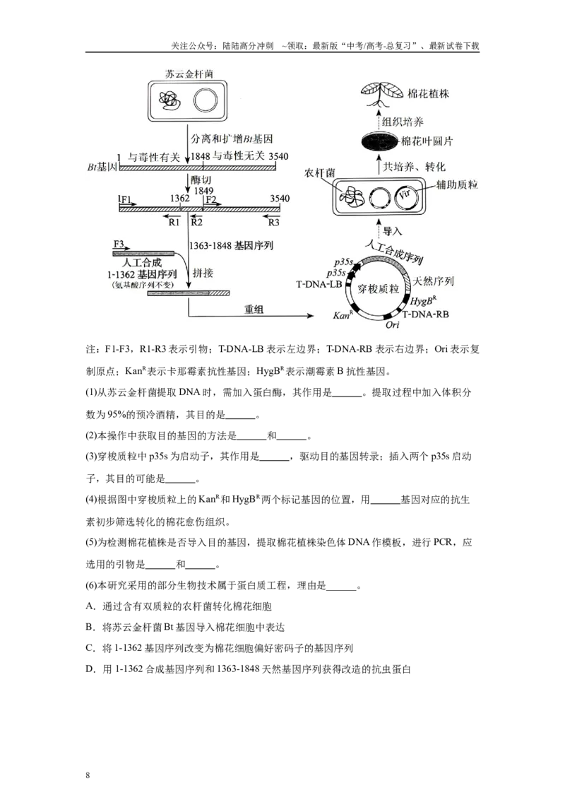 《2024年新课标高考生物真题黑龙江卷变式题24-25_06-生物-高考总复习_专项复习_2024年_2024年生物真题变式题》第8页预览