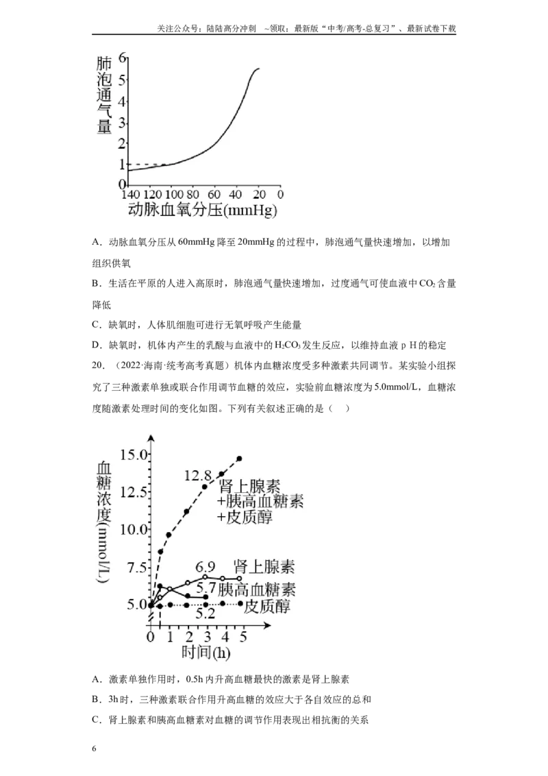 《06稳态与调节（单选100）(原卷版)_06-生物-高考总复习_专项复习_2024年_2024年高考生物学总复习高频考点必刷900题高考题_资料》第6页预览