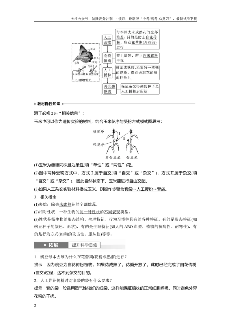 《2024年高考生物一轮复习（新人教版）第5单元　第1课时　分离定律的发现_06-生物-高考总复习_一轮复习_2024年_2024高考生物大一轮复习课件讲义新人教版知识总结_教师版》第2页预览