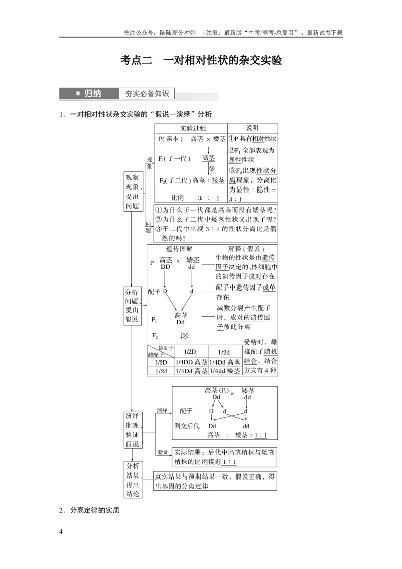 《2024年高考生物一轮复习（新人教版）第5单元　第1课时　分离定律的发现_06-生物-高考总复习_一轮复习_2024年_2024高考生物大一轮复习课件讲义新人教版知识总结_教师版》第4页预览