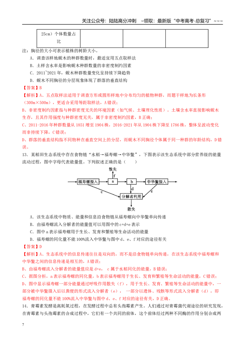 《一轮复习收官卷1（15+5）（教师版）（全国通用）_06-生物-高考总复习_一轮复习_2026年-生物高考一轮复习_2026年高考生物一轮复习讲义+练习+课件（新教材新高考）-G55_2026版_一轮收官卷》第7页预览